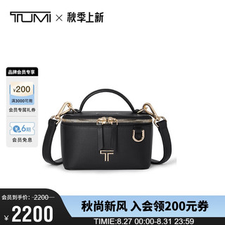 途明（TUMI）Voyageur系列女士斜挎包小号皮质方形手提包 黑色0196675DLGL