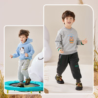 威尔贝鲁(WELLBER)儿童裤子2024春秋针织长卫裤冬装不易起球男女童休闲宽松长裤 碳灰 90/50