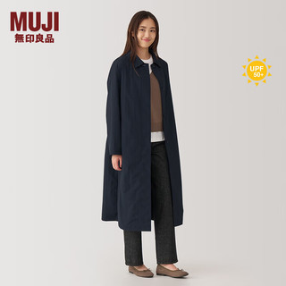 MUJI 無印良品 无印良品（MUJI）女式 不易沾水防紫外线立领大衣 外套女款风衣女装24年冬BD0YOC4A 黑色