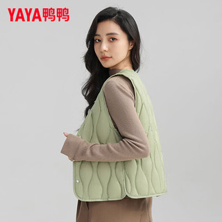 鸭鸭羽绒服鸭鸭（YAYA）羽绒马甲女短款2024年冬季时尚休闲百搭V领坎肩马甲背心潮K 抹茶绿色 155/80A(S)