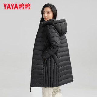 鸭鸭羽绒服鸭鸭（YAYA）羽绒服女中长款2024年冬季时尚气质可拆卸帽休闲保暖外套K 黑色 180/100A(XXXL)