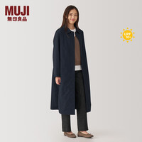 无印良品（無印良品 MUJI）女式 不易沾水防紫外线立领大衣 外套女款早秋风衣女装BD0YOC4A 黑色 L(165/88A)