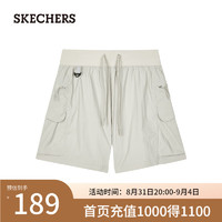 斯凯奇（Skechers）2024夏季女高腰短裤A型版型显瘦L224W150 银灰色/001K S