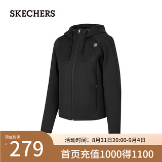 斯凯奇（Skechers）连帽运动上衣拉链设计秋季休闲装P424W029 碳黑/0018 S