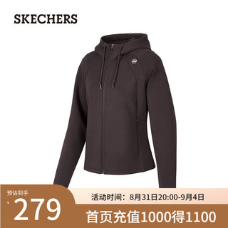 斯凯奇（Skechers）连帽运动上衣拉链设计秋季休闲装P424W029 可可浆果色/04AV S