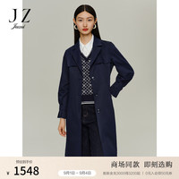 玖姿（JUZUI）优雅大气切尔西外套风衣女2024秋季JWDQ41206 丈青 3XL