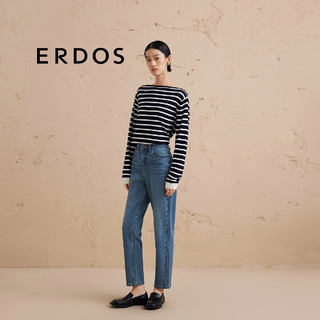 ERDOS 24秋冬时尚修身显瘦可水洗9分锥型裤弹力牛仔复古女牛仔裤 经典蓝 160/64A/S