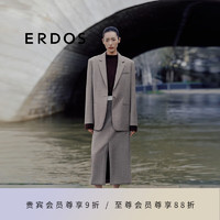 ERDOS24年秋冬羊毛斜纹直筒裙中长裤开叉女半身裙 大地驼 175/76A/XL