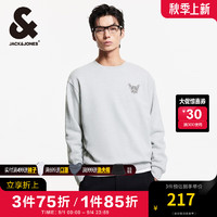 杰克·琼斯（JACK&JONES）男装秋季舒适胸前法斗犬贴布绣长袖纯棉宽松卫衣男潮流套头衫 G41 浅花灰色 175/96A/M