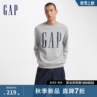 Gap男女装2024初秋字母印花大logo圆领卫衣抓绒简约经典款上衣609136 灰色 185/108A(XXXL) 亚洲尺码