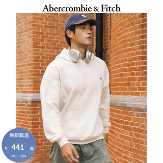 Abercrombie & Fitch 男装 24秋冬新款美式经典小麋鹿套头抓绒连帽卫衣KI122-4259 米色 M (180/100A)