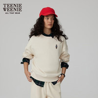 Teenie Weenie小熊秋季圆领套头卫衣学院风短款上衣休闲时尚女 乳白色 165/M