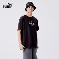 PUMA 彪马 官方 夏季新款男女同款休闲短袖T恤DOWNTOWN180GRAPHIC TEE626024 黑色-01 XS(165/88A)