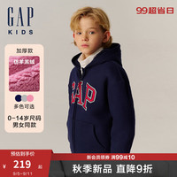 Gap【大小童同款】男女童2024秋季仿羊羔绒加厚卫衣642656 海军蓝 90cm(1-2岁) 亚洲尺码