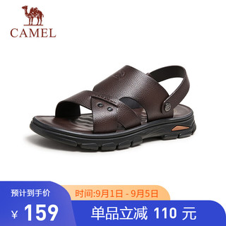 骆驼（CAMEL）男士凉鞋牛皮革两穿商务凉拖 G14M211637 棕色 44 棕色（B款）