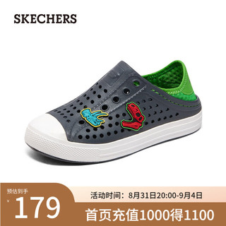 斯凯奇（Skechers）泡泡鞋童鞋男童一脚蹬406810L 炭灰色/柠檬色/CCLM 36码