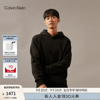 Calvin Klein Jeans24秋季男士简约刺绣休闲通勤纯棉连帽卫衣J326606 BEH-太空黑 XL