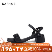 达芙妮（DAPHNE）凉鞋女夏季女鞋一字带时尚简约通勤QJ3 深黑色 36