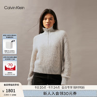 Calvin Klein Jeans24秋季女士ck羊毛混纺刺绣拉链半开襟针织毛衣J224565 P01-珍珠灰 S