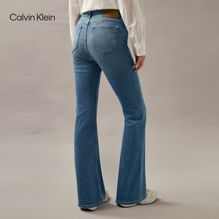 Calvin Klein Jeans【磨绒保暖】24秋季女士ck高腰直筒微喇牛仔裤J224406 1A4-牛仔浅蓝 28