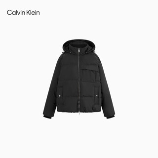 Calvin Klein Jeans【防风防泼水】24秋季男士ck轻暖连帽鹅绒服羽绒服J326660 BEH-太空黑 L