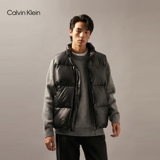 Calvin Klein Jeans24秋季男士休闲通勤ck刺绣鸭绒立领羽绒背心J327351 BEH-太空黑 S