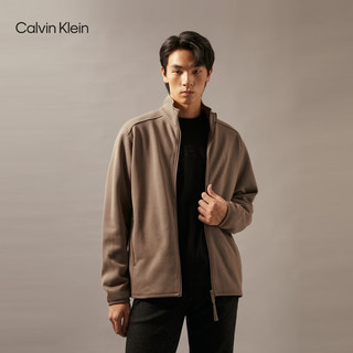 Calvin Klein Jeans24秋季男士ck刺绣立领拉链开衫针织抓绒卫衣J327098 PAV-大地棕 S