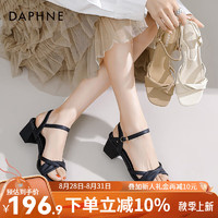 达芙妮（DAPHNE）凉鞋女夏季2024高跟女鞋百搭一字带QJ5 黑色 40