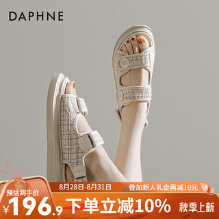 达芙妮（DAPHNE）达芙妮  小香风凉鞋女夏季2024拖鞋女外穿魔术贴运动沙滩QJ5 咖啡色 37