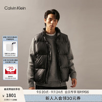 Calvin Klein Jeans24秋季男士休闲通勤ck刺绣鸭绒立领羽绒背心J327351 BEH-太空黑 XL