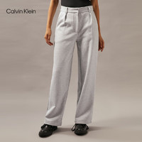 Calvin Klein Jeans24秋季女士通勤简约ck刺绣纯棉宽松阔腿休闲裤J224583 P01-珍珠灰 XS