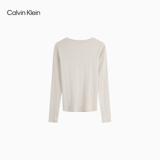 Calvin Klein Jeans24秋季女士休闲通勤ck大圆领修身打底长袖T恤J224578 PD7-卡其米 M