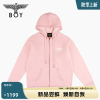 BOY LONDON秋冬24新品情侣款毛衣撞色老鹰针织连帽开衫外套N64901 粉色