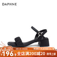 达芙妮（DAPHNE）凉鞋女夏季女鞋一字带时尚简约通勤ZJ 深黑色 38