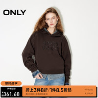 ONLY2024秋季新款运动休闲亮片字母宽松落肩连帽卫衣女