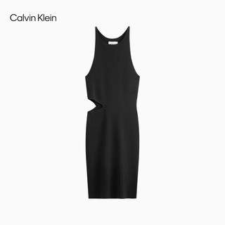 Calvin Klein Jeans24秋季新款女士ck气质轻奢露腰辣妹性感黑色连衣裙J224159 BEH-太空黑