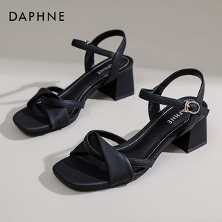 达芙妮（DAPHNE）凉鞋女夏季2024高跟女鞋百搭一字带QJ6 黑色 37