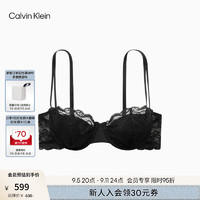 Calvin Klein内衣24秋季女士ck性感蕾丝舒适薄垫1/2罩杯法式文胸QF7922AD UB1-太空黑 36B 36/80B