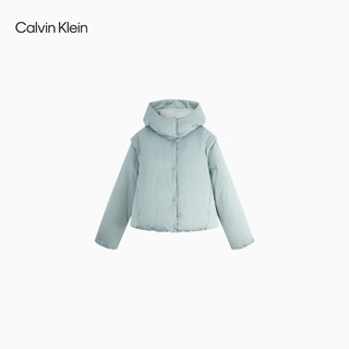 Calvin Klein Jeans【防泼水】24秋季女ck两穿可脱卸袖连帽羽绒服J224595 PCY-翡翠绿 XS