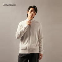 Calvin Klein Jeans24秋季男士休闲通勤ck刺绣棉羊绒混纺针织开衫J327335 PD7-卡其米 S