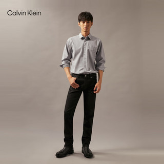 Calvin Klein Jeans24秋季男士休闲ck简约贴袋磨毛净色长袖衬衫J326189 P6G-烟灰 XL