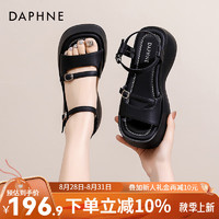 达芙妮（DAPHNE）达芙妮凉鞋女2024夏季韩系时尚厚底增高松糕鞋百搭QJ5 黑色 38