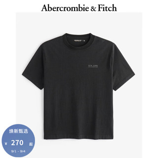 ABERCROMBIE & FITCH男装 24秋季时尚潮流休闲印花宽松短袖T恤KI123-4228 黑色背面印花 XS (170/84A)