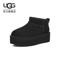 UGG 女士舒适时尚经典迷你纯色厚底保暖休闲短筒雪地靴 1135092 黑色 39