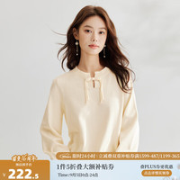 茵曼(INMAN)国风盘扣毛衣女2024秋季复古时尚百搭舒适休闲针织上衣 米杏色 S