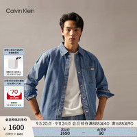 Calvin Klein Jeans24秋季男士经典复古ck方形贴袋纯棉牛仔衬衫J326654 1AA-牛仔浅蓝 S