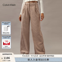 Calvin Klein Jeans24秋季女士ck复古暗襟叠褶灯芯绒直筒休闲裤J224584 PAV-大地棕 S