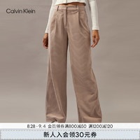 Calvin Klein Jeans24秋季女士ck复古暗襟叠褶灯芯绒直筒休闲裤J224584 PAV-大地棕 XS