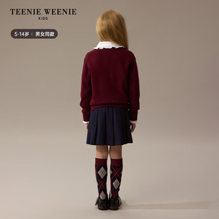 Teenie Weenie Kids小熊童装24秋冬男女童学院风纯棉套头毛衣 酒红色 110cm