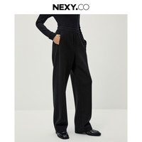 奈蔻NEXY.CO/2024年冬季高腰直筒休闲宽松裤子女 黑色 L